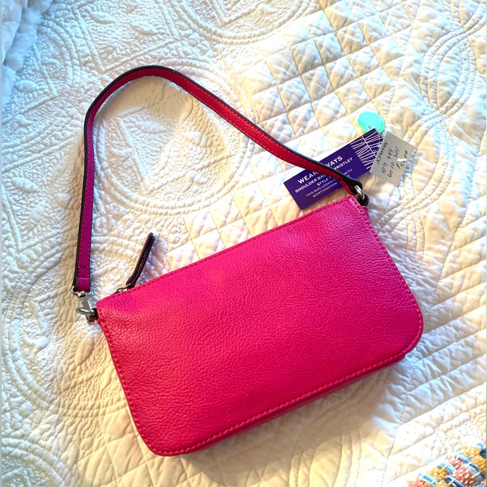 Worthington NWT Bright Pink Handbag Wristlet or Shoulder Bag 2 in One